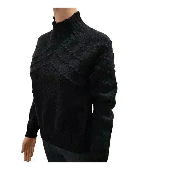 Elegant Black Mock Neck Knit Sweater - New with Tags - Picture 2 of 14